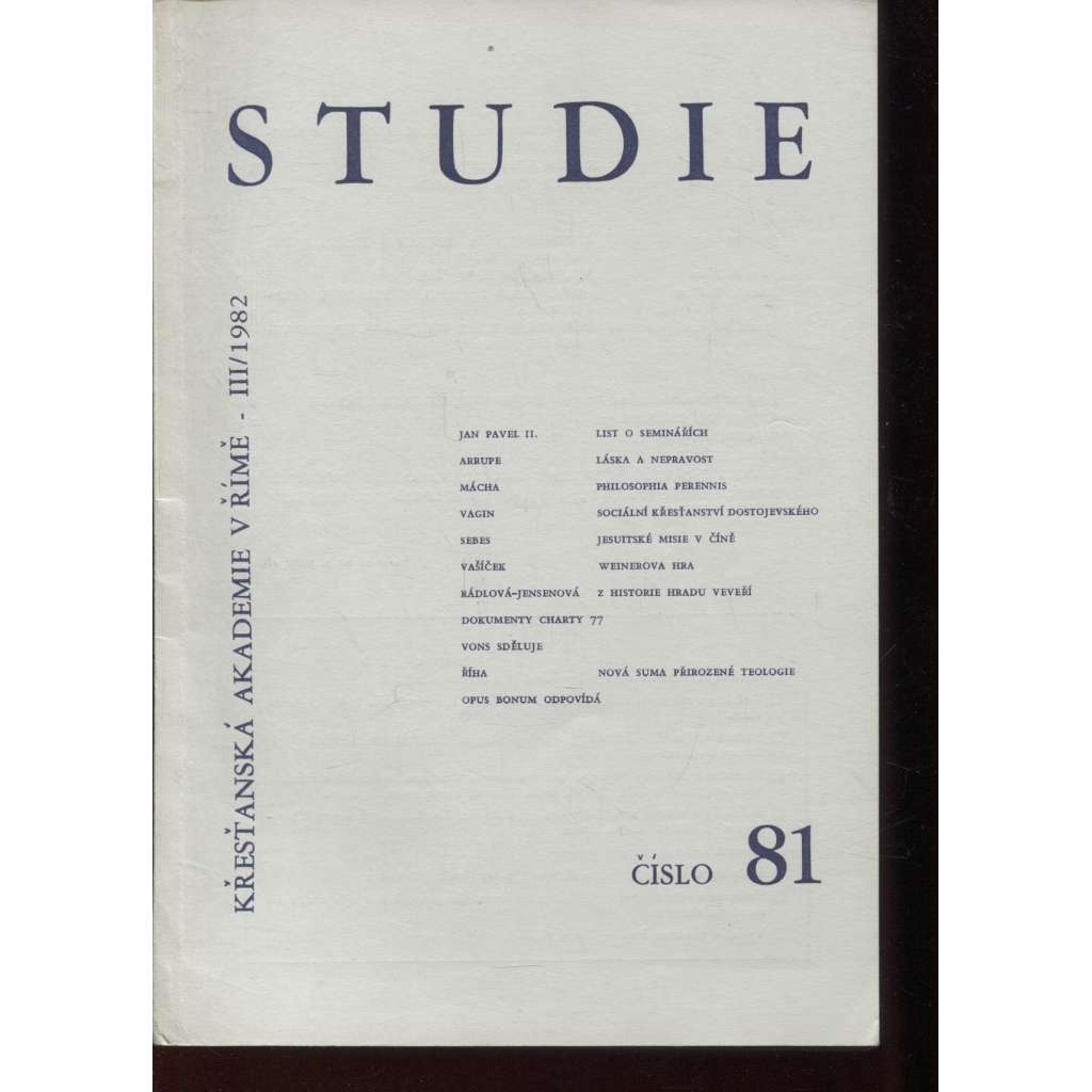 Studie, číslo 81, ročník III/1982 (exilové vydání)