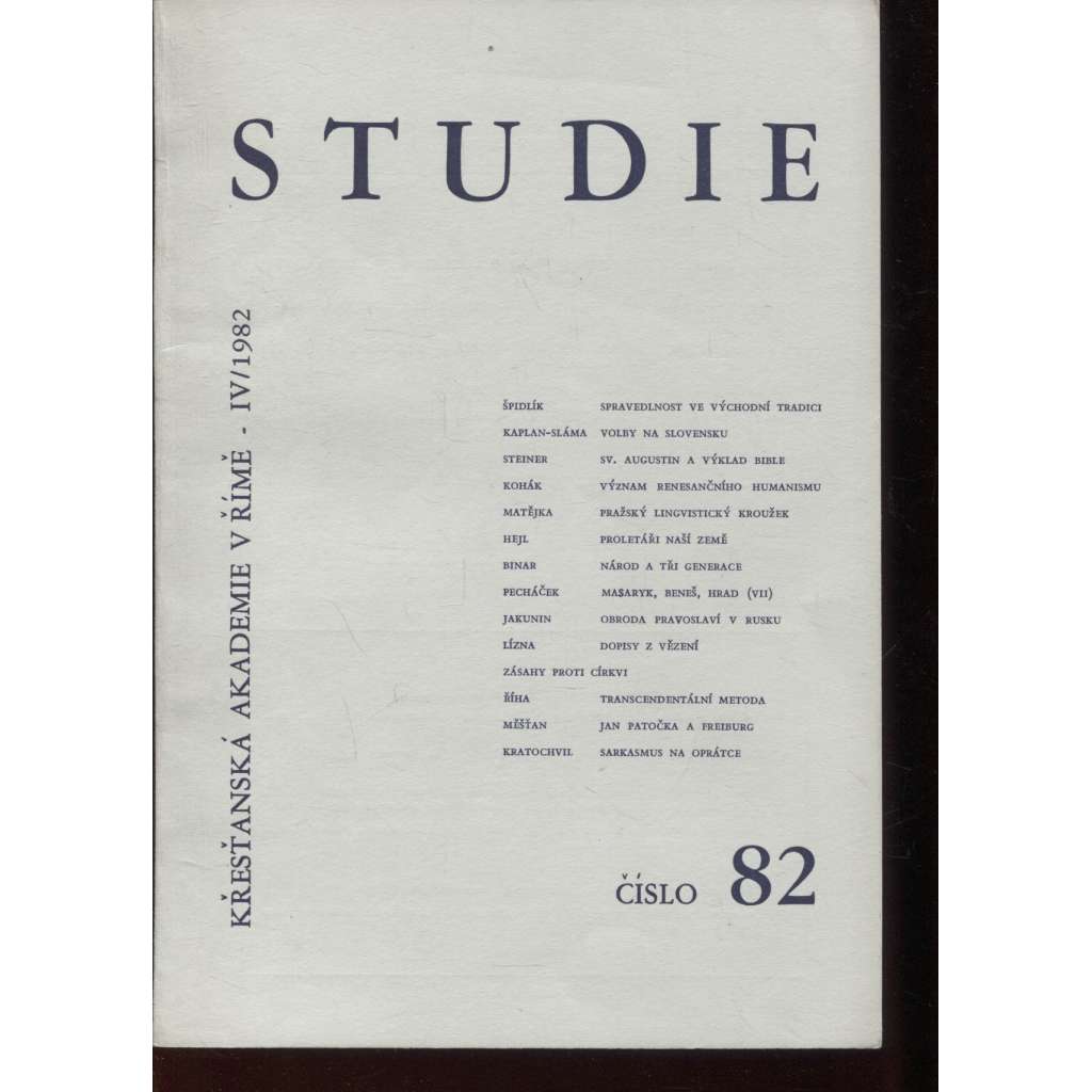 Studie, číslo 82, ročník IV/1982 (exilové vydání)