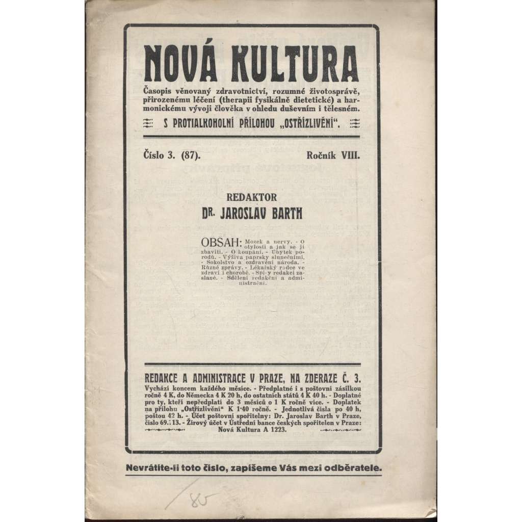 Nová kultura, číslo 3., ročník VIII./1914-1915