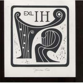 Hudební motiv (linoryt, Jaroslav Šváb) - signováno EX LIBRIS Ivan Hrdina
