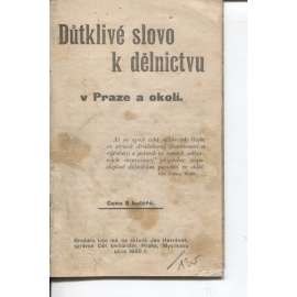 Důtklivé slovo k dělnictvu v Praze a okolí (Praha ,levicová literatura ,dělníci ,socialismus]