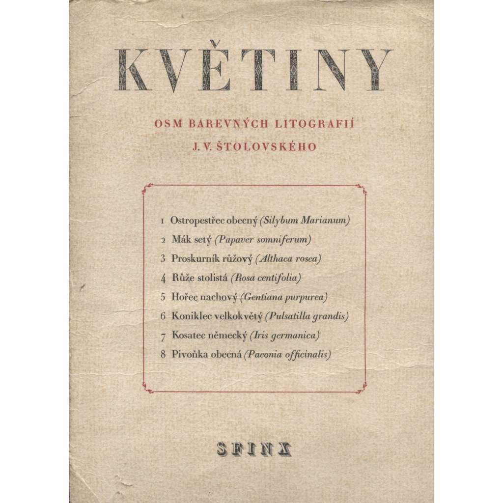 Květiny. 8 barevných litografií J. V. Štolovského (litografie, J. V. Štolovský)