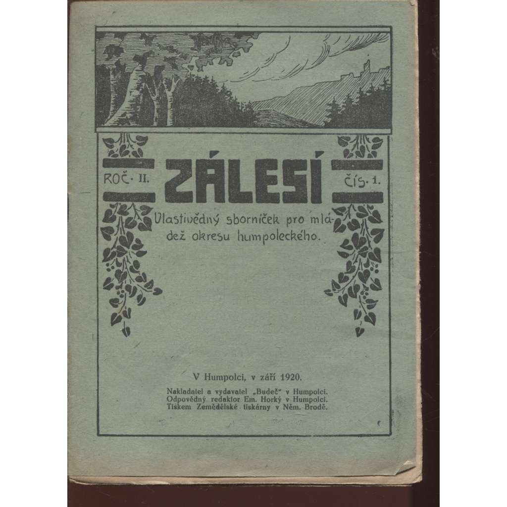 Zálesí, ročník II.1920-1921, čísla 1.-10. Vlastivědný sborníček pro mládež okresu humpoleckého (Humpolec)