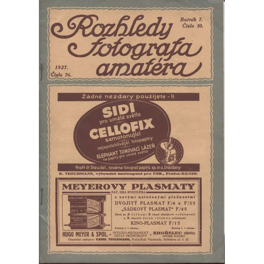 Rozhledy fotografa amatéra, ročník 7., číslo 10/1927
