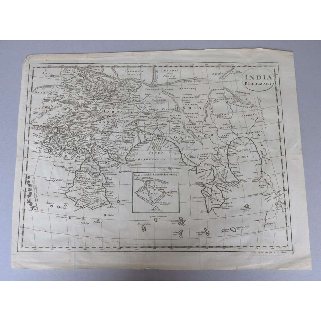 India Ptolemaei [mapa; historické mapy; Klaudios Ptolemaios; Indie; Persie; Asie]