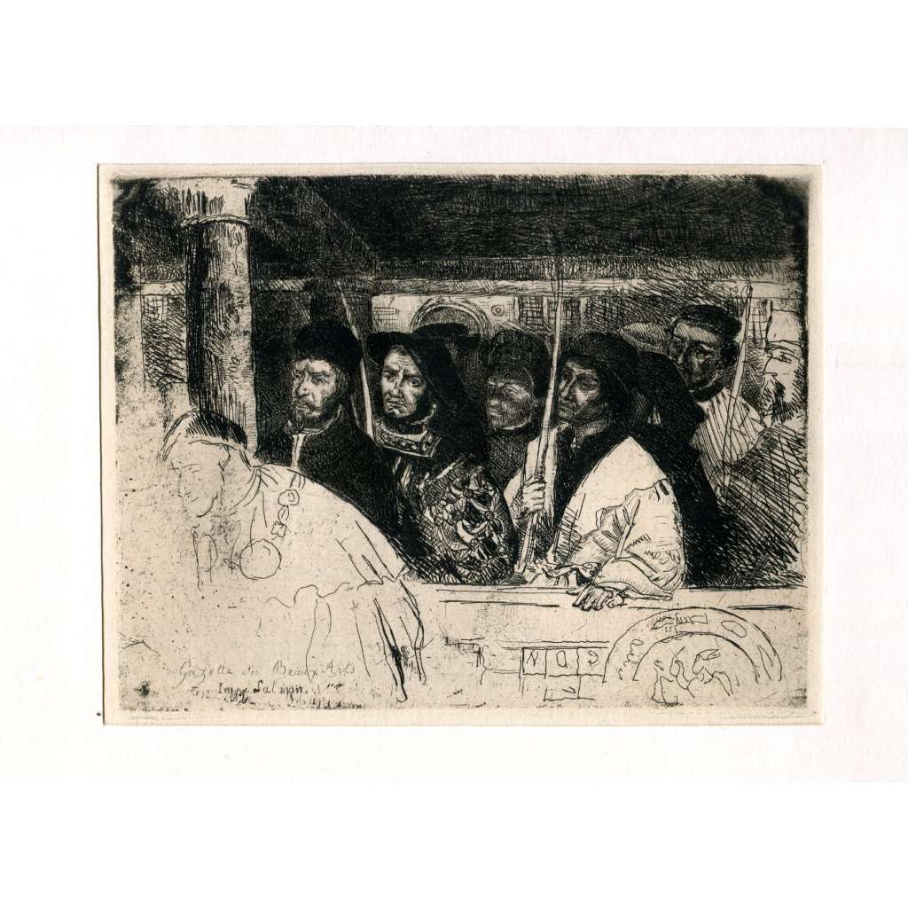 Les archers [Lučištníci; 1865; grafika; lept; renesance; reformace; vojáci]