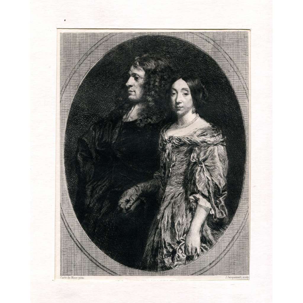 Jules Jacquemart - Le bourgmestre de Leyde et sa femme [1872; lept; grafika; umění; portrét; Holandsko; Nizozemí]