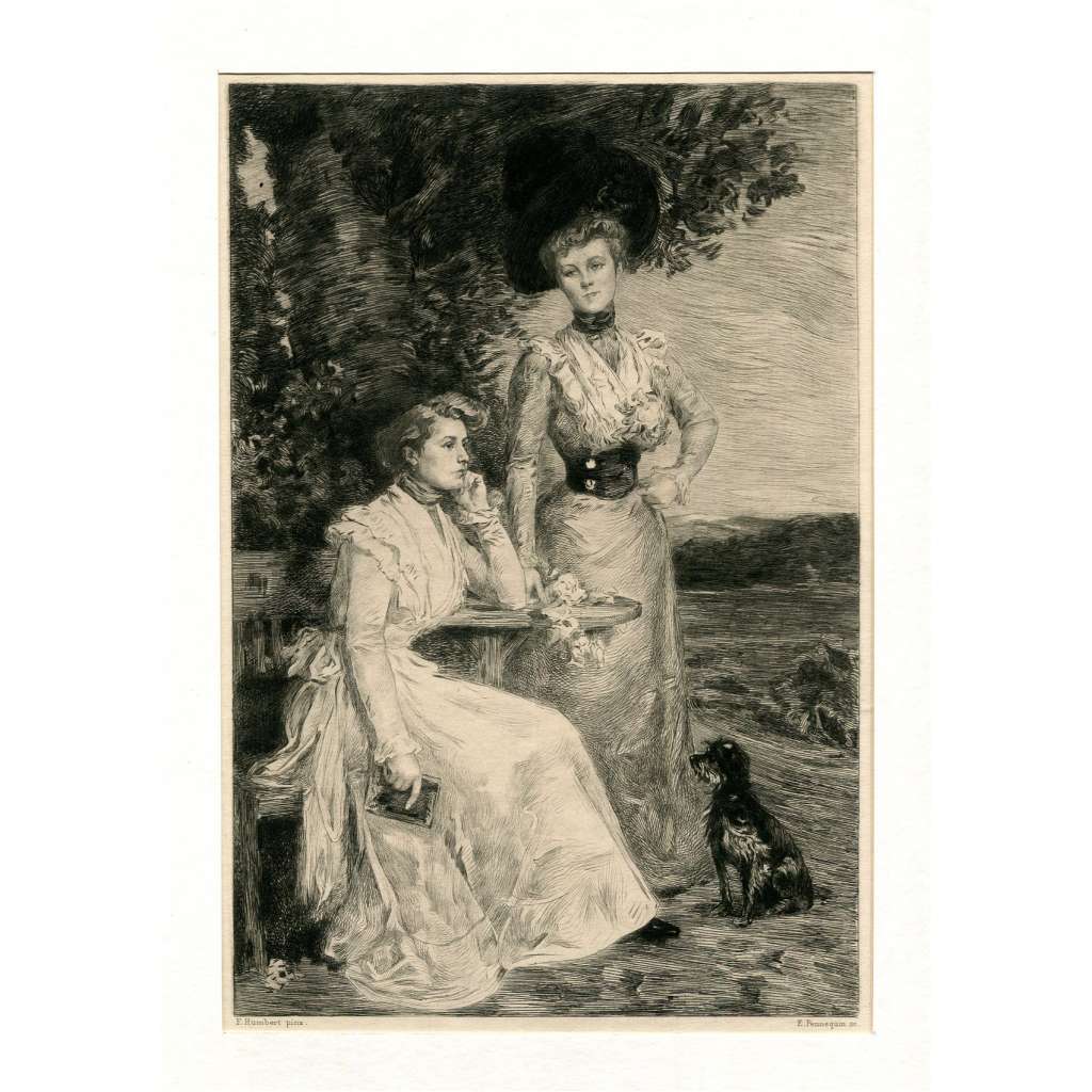 Edmond Pennequin - Portrait de Mademoiselles L [1901?; lept; grafika; umění; portrét; 19. století]