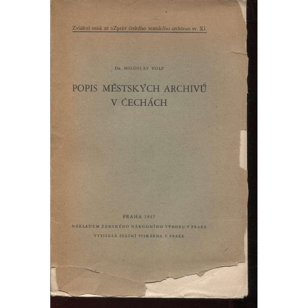 Popis městských archivů v Čechách