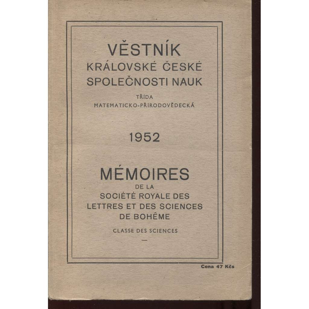 Věstník Královské české společnosti nauk 1952 (matematika, přírodní vědy)