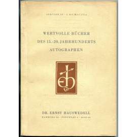 Wertvolle Bücher des 15.-20. Jahrhunderts. Autographen. Auktion 56 [Knihy, rukopisy, aukční katalog, mj i. Boccaccio, Albrecht Dürer, Ripa, Vergilius]