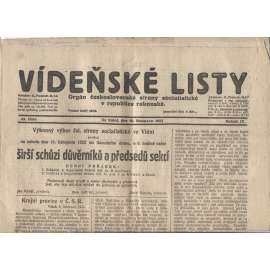 Vídeňské listy. Orgán československé strany socialistické v republice rakouské