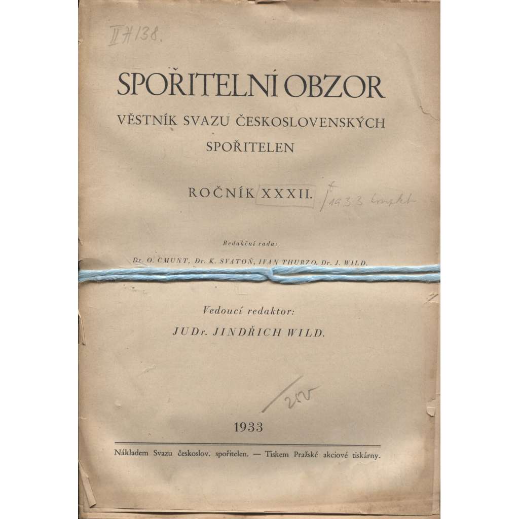 Spořitelní obzor, ročník XXXII, čísla 1.-12./1933