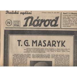Pražské vydání Národ (noviny 1937, úmrtí T. G. Masaryk, prezident)