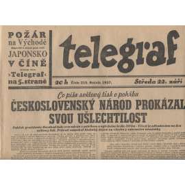 Telegraf (noviny 1937, úmrtí T. G. Masaryk, prezident)