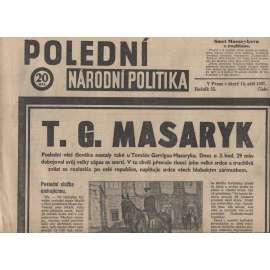 Polední Národní politika (noviny 1937, úmrtí T. G. Masaryk, prezident)