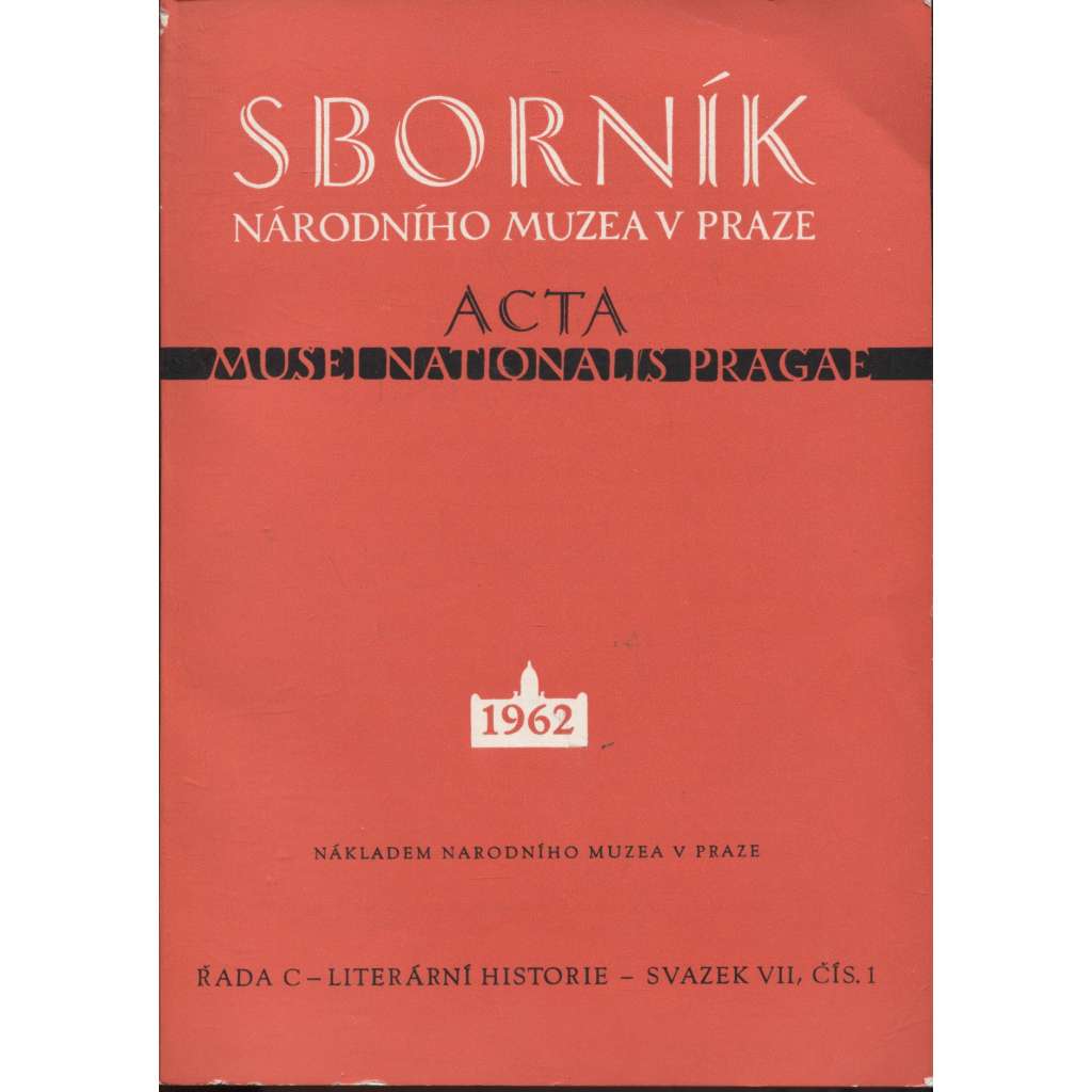 Sborník Národního muzea v Praze, svazek VII, číslo 1/1962
