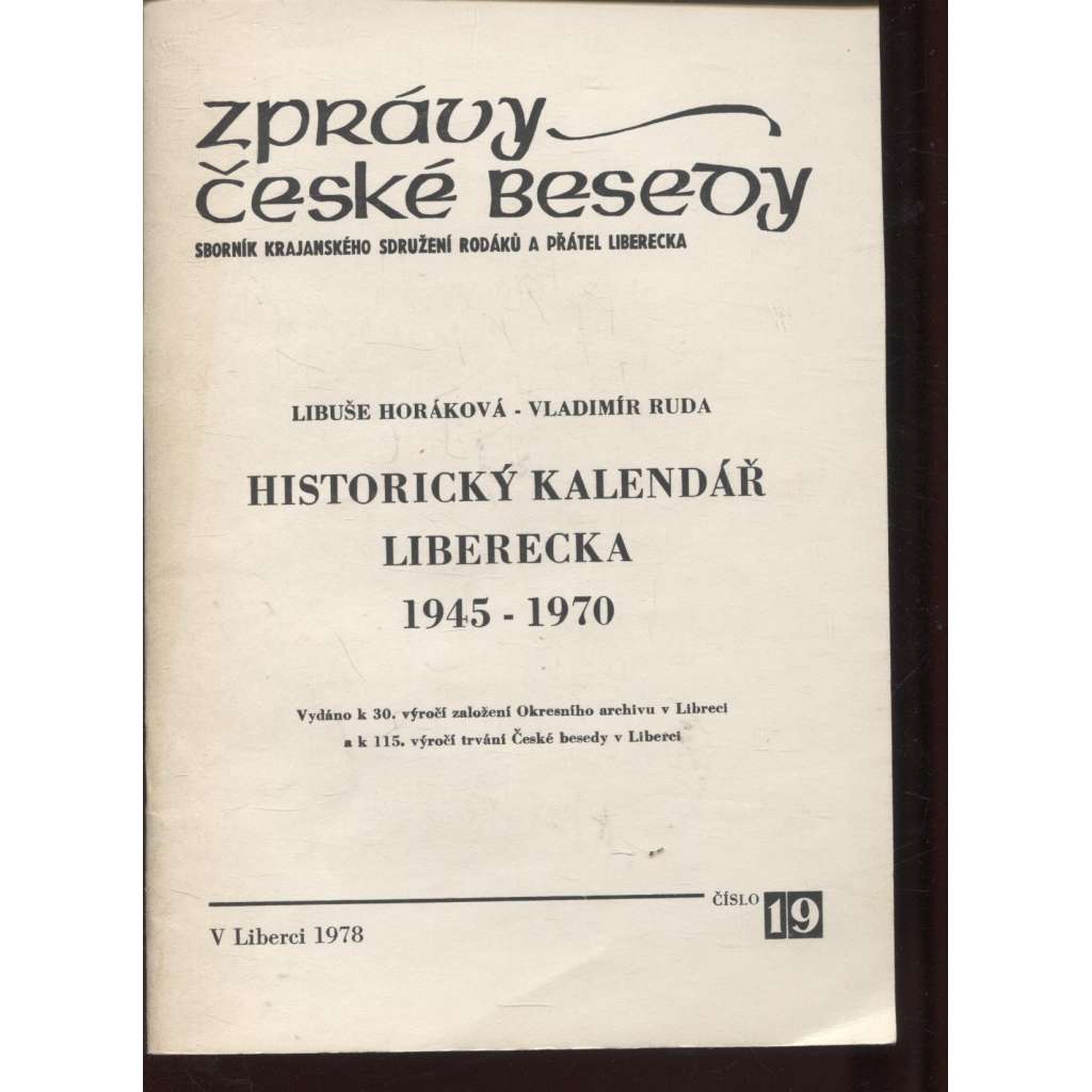 Historický kalendář Liberecka 1945-1970. Zprávy České besedy (Liberec)