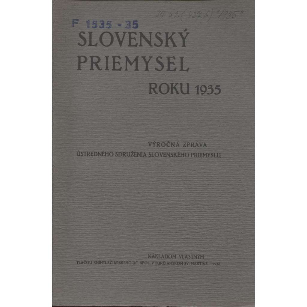 Slovenský priemysel roku 1935 (Slovenský průmysl, Slovensko)