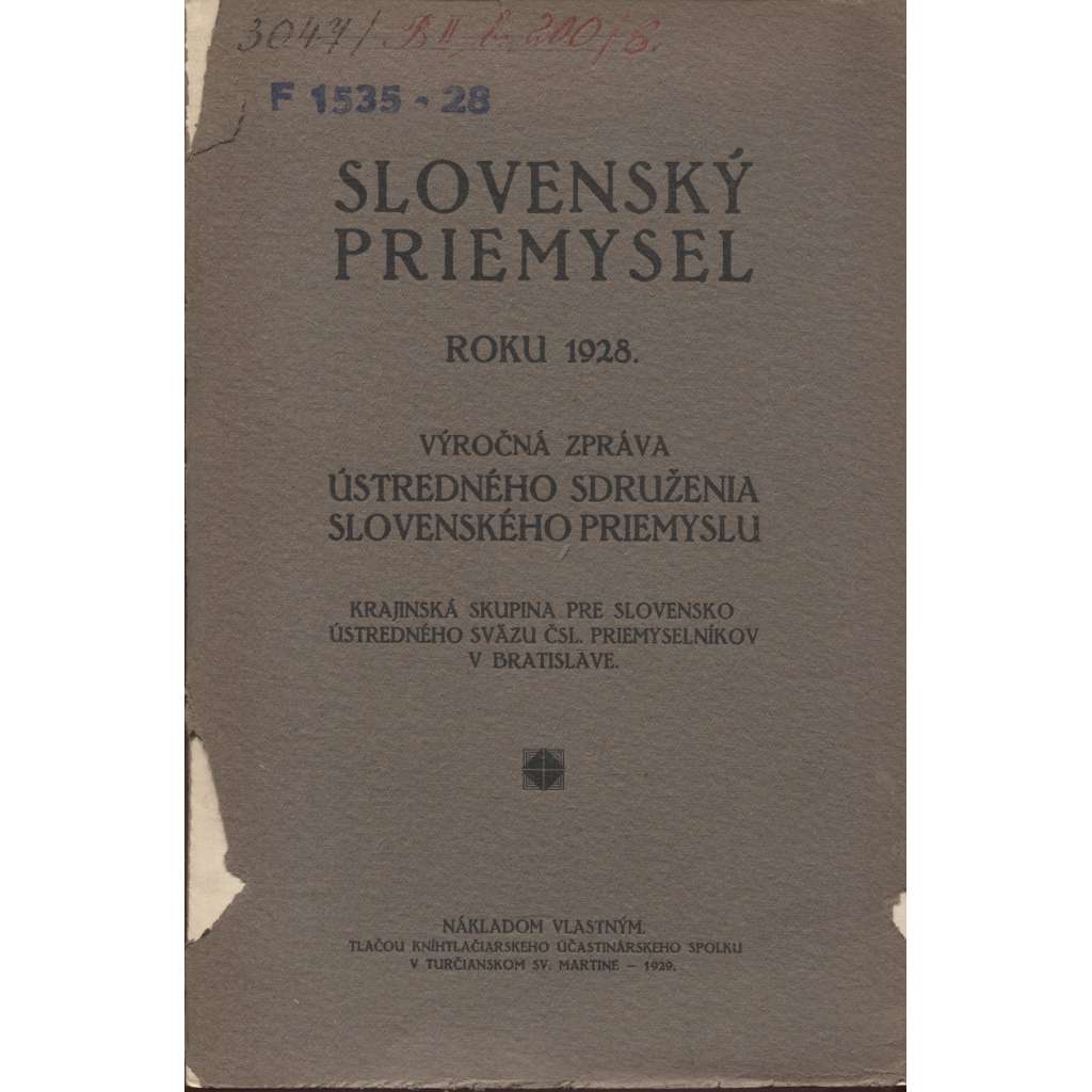 Slovenský priemysel roku 1928 (Slovenský průmysl, Slovensko) - pošk.