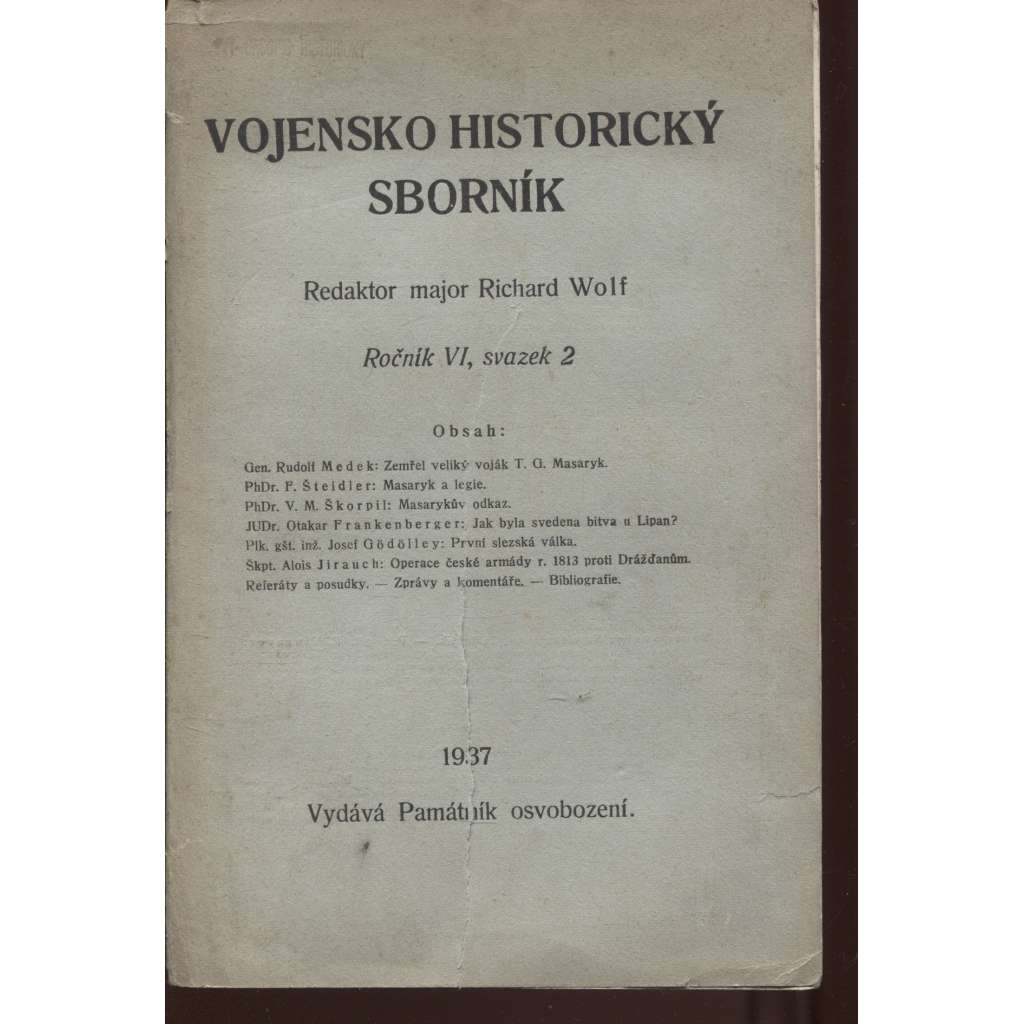 Vojensko historický sborník, ročník VI., svazek 2/1937