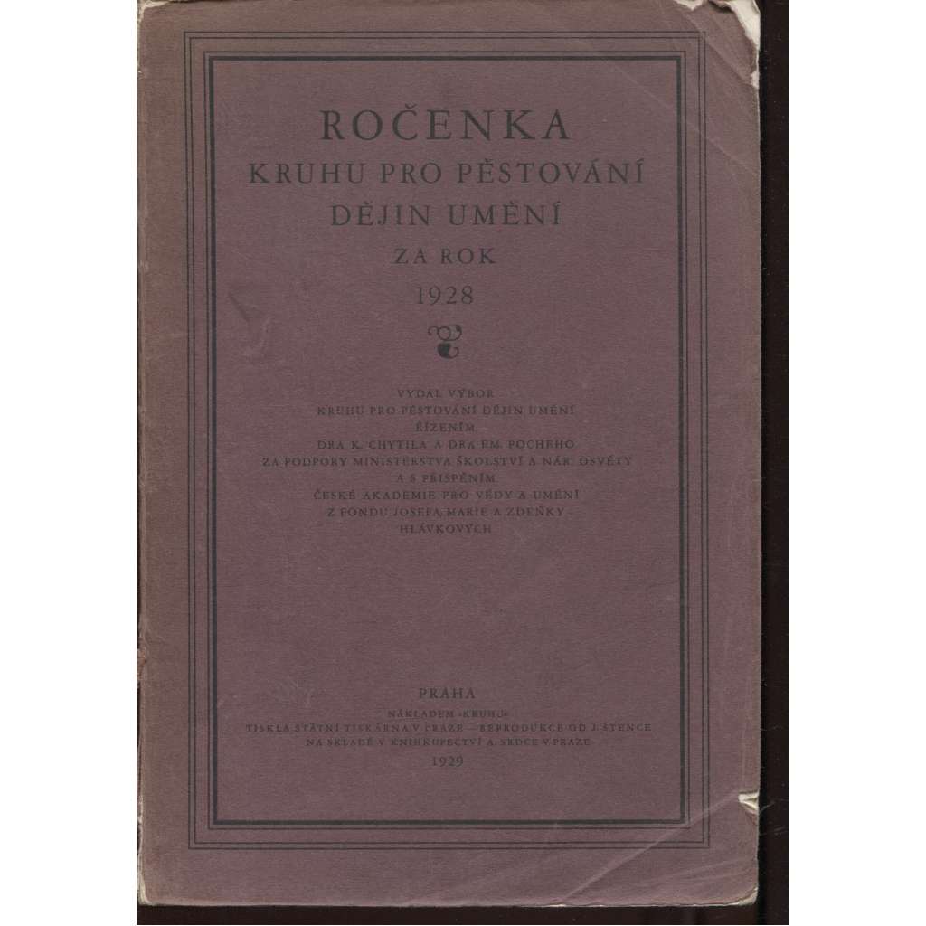 Ročenka Kruhu pro pěstování dějin umění za rok 1928