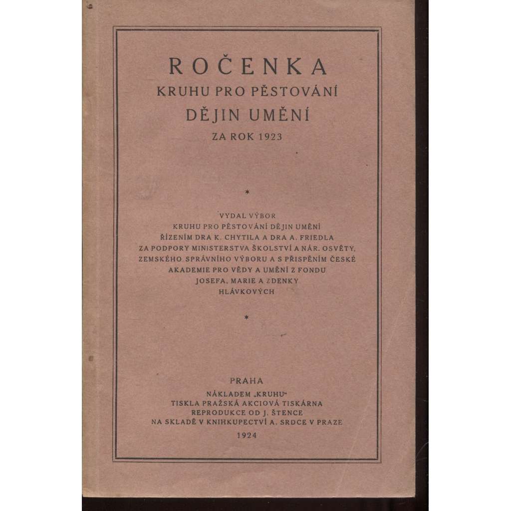 Ročenka Kruhu pro pěstování dějin umění za rok 1923