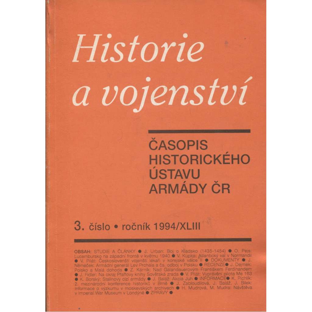 Historie a vojenství, číslo 3, ročník XLIII/1994