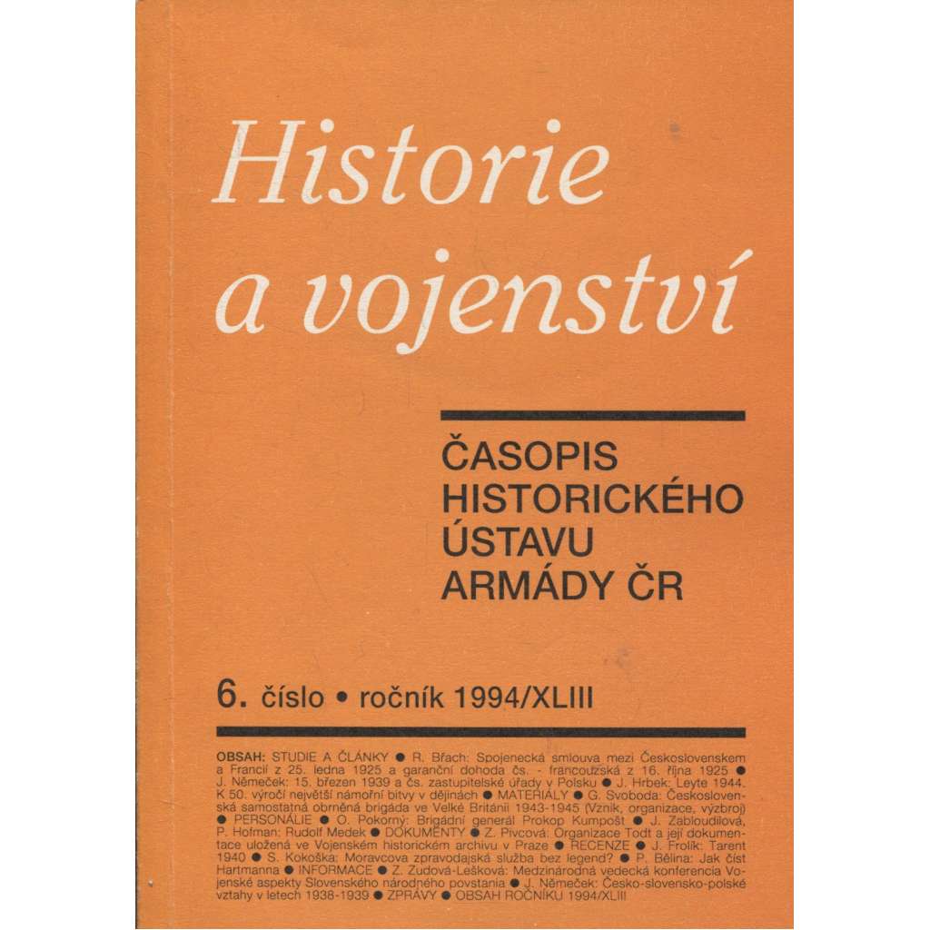 Historie a vojenství, číslo 6, ročník XLIII/1994