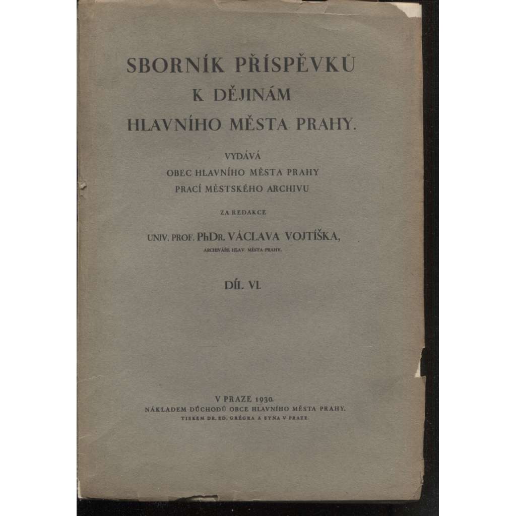 Sborník příspěvků k dějinám Hlavního města Prahy, díl VI. (Praha)