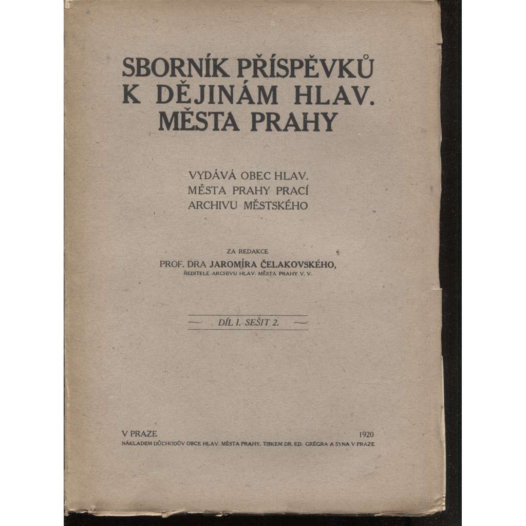 Sborník příspěvků k dějinám Hlavního města Prahy, díl I., sešit 2. (Praha)