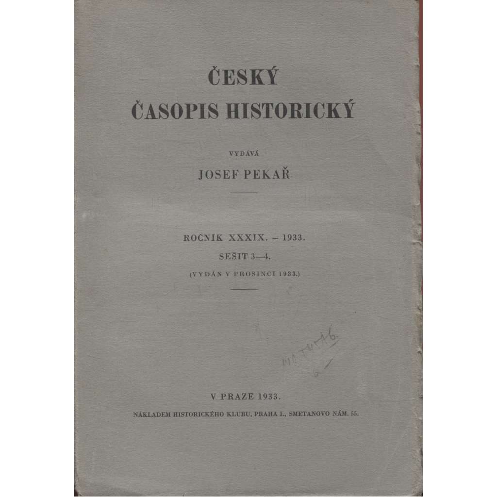 Český časopis historický, ročník XXXIX./1933, sešit 3.-4.