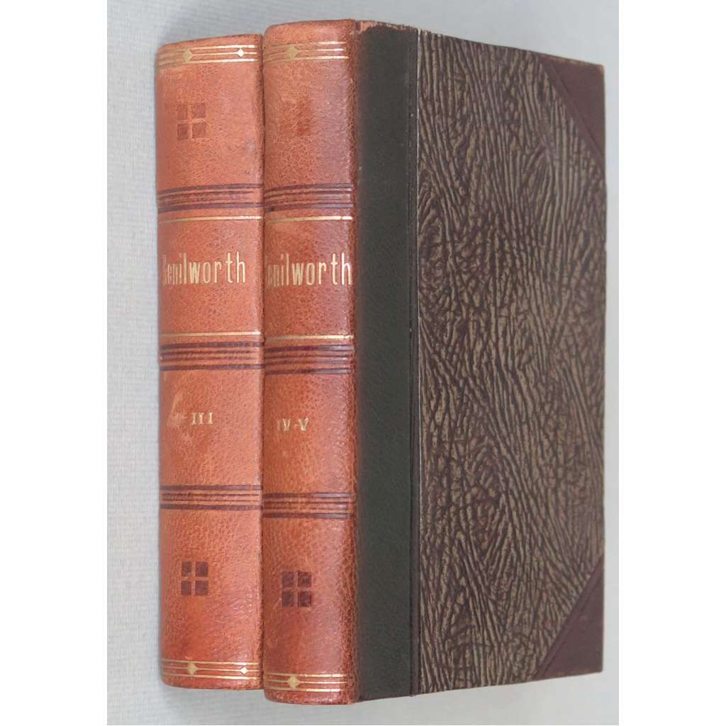 Kenilworth, sv. 1-5 [1827; historický román; německy; 16. století; vazba; kůže]