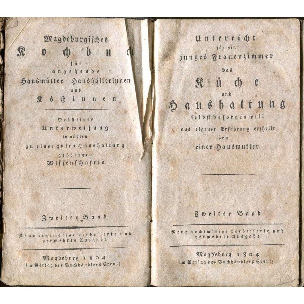 Unterricht für ein junges Frauenzimmer, sv. 2 [1802; Magdeburgisches Kochbuch; kuchařka; 18., 19. století; domácnost]