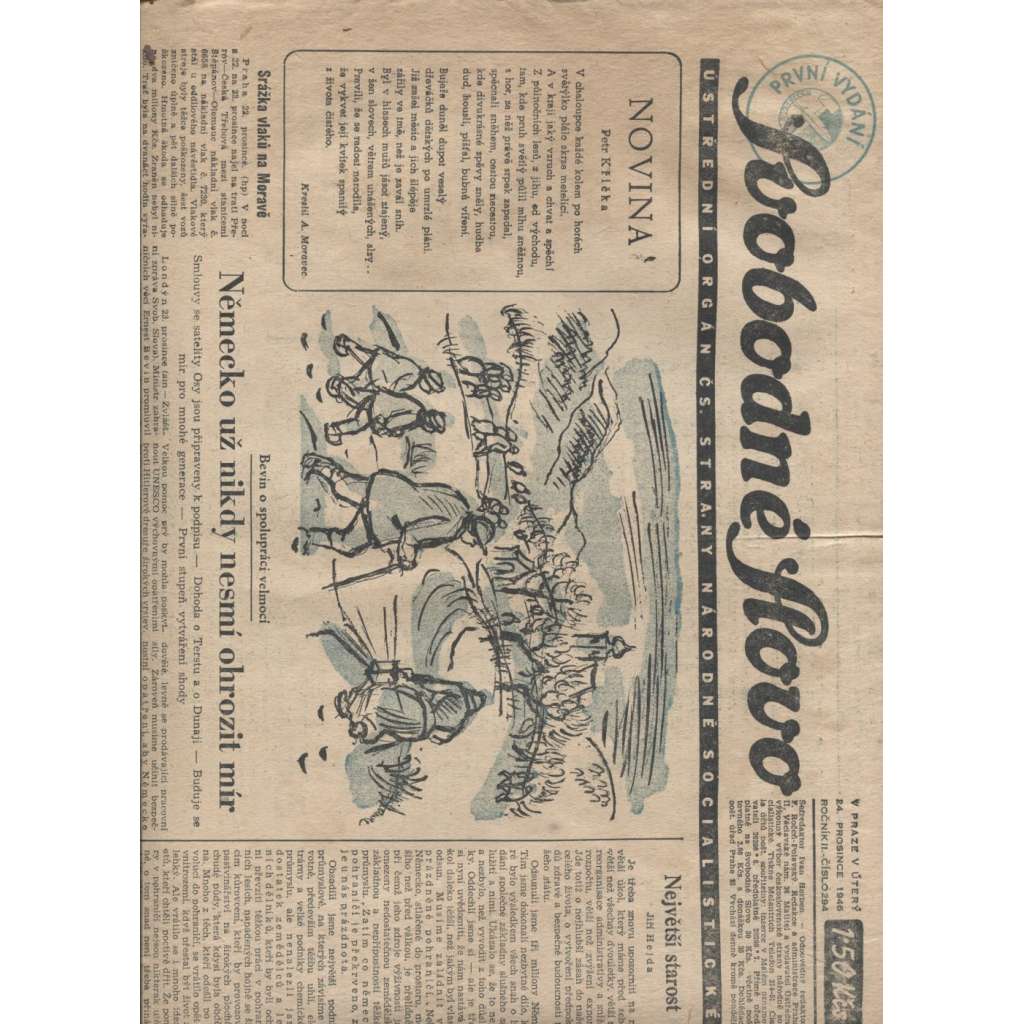Svobodné slovo (noviny 1946 a 1954) - 21 kusů