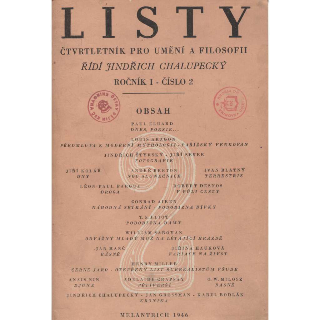 Listy, ročník I., číslo 2/146. Čtvrtletník pro umění a filosofii [fotografické přílohy - fotografie Jiří Sever, Jindřich Štyrský]