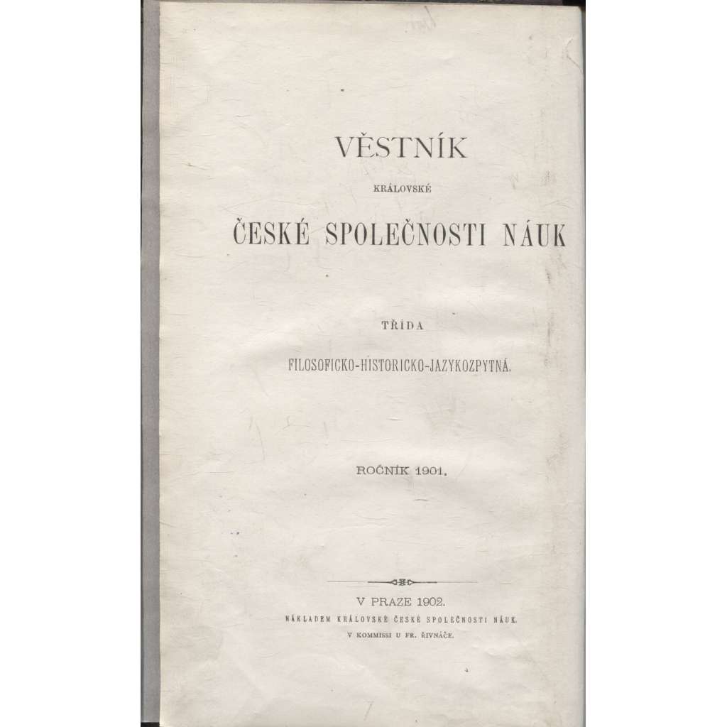 Věstník královské české společnosti nauk (historie, filozofie, jazykověda) 1901 [Urbář panství Rychmburského z r. 1731 / Zpávy o městě Třeboni z l. 1620-1623)