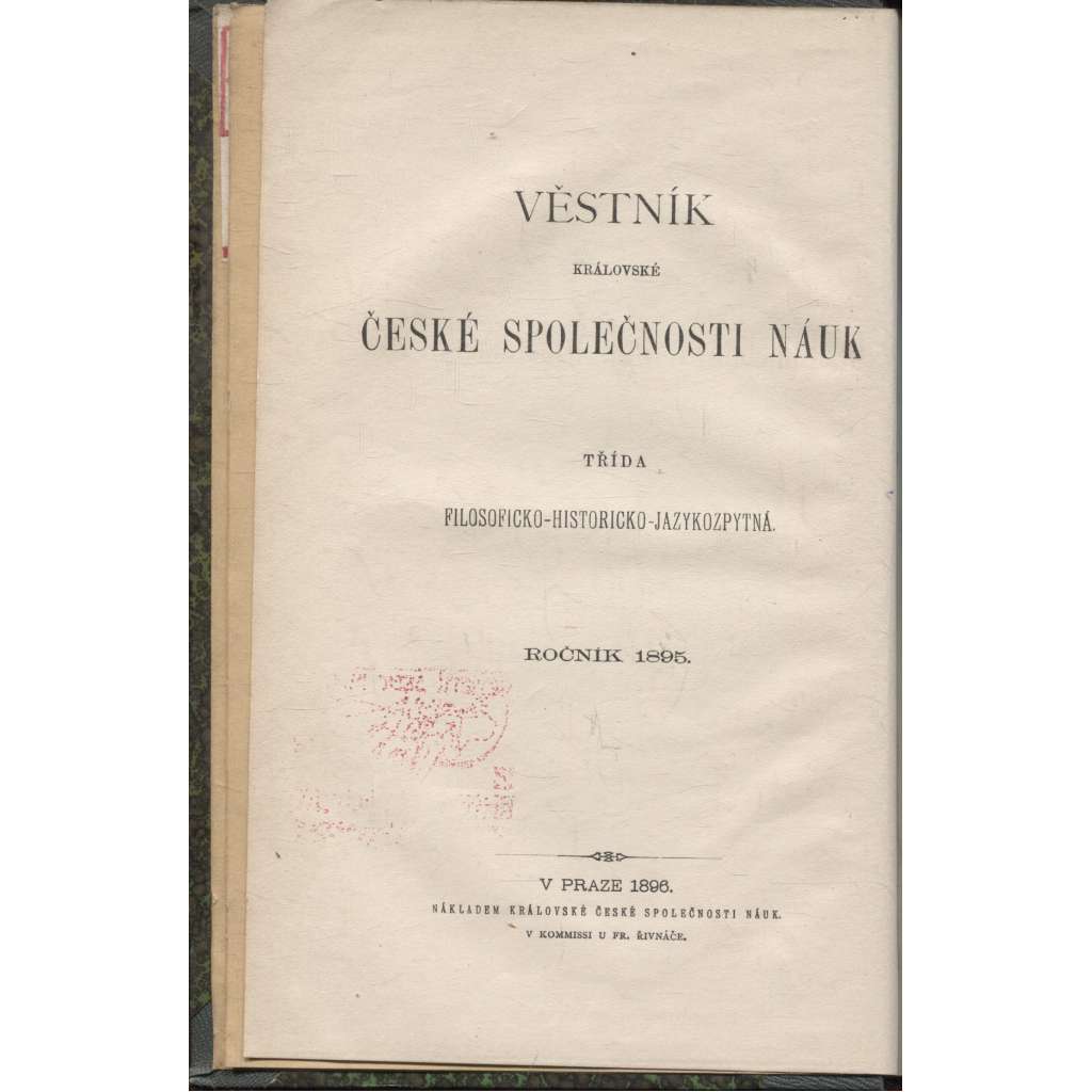 Věstník královské české společnosti nauk (historie, filozofie, jazykověda) 1895 [Některé prameny k náboženským dějinám  v XV. století / O mapě kard. Mikuláše Cusy z prostředka XV. století]