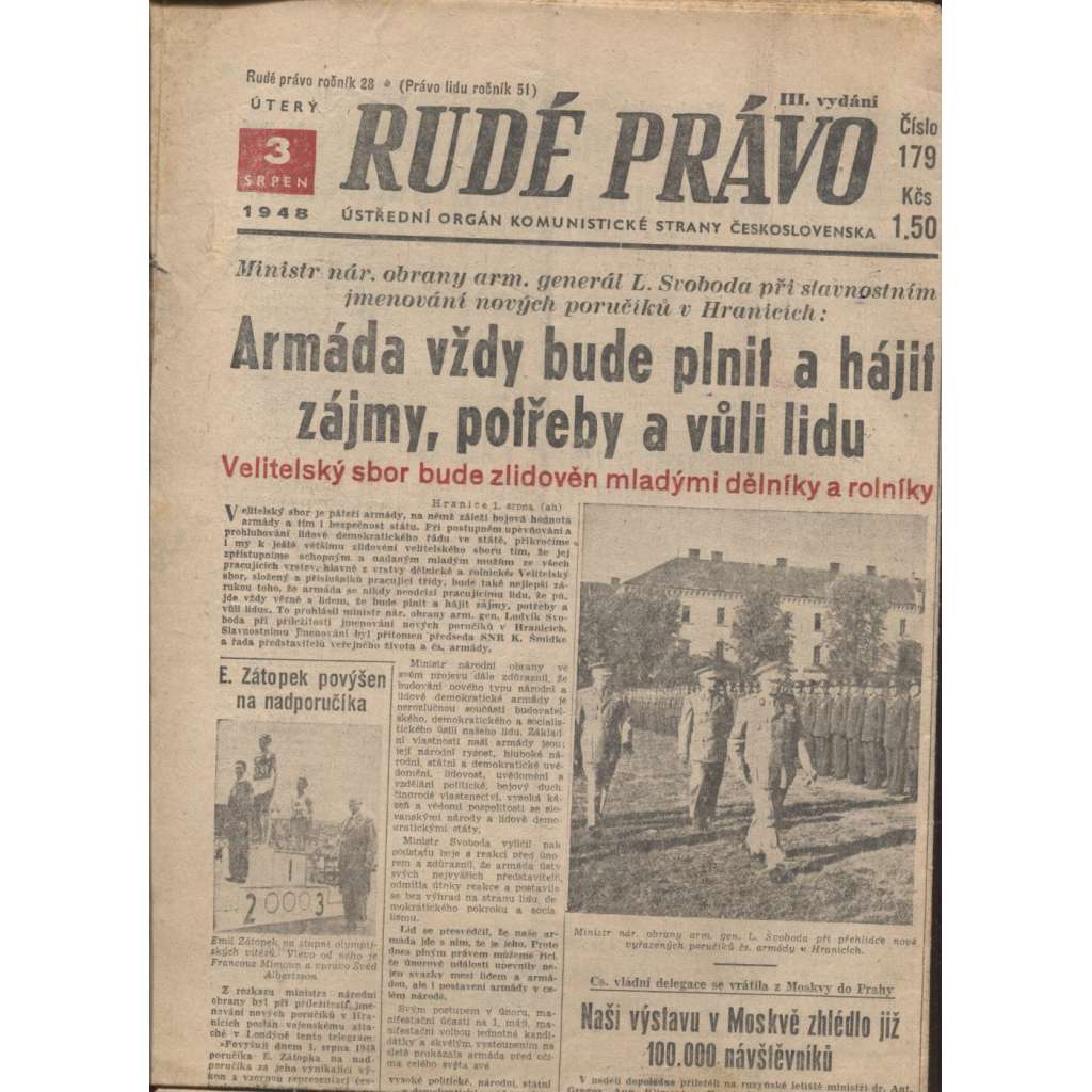 Rudé právo (3.8.1948) - staré noviny