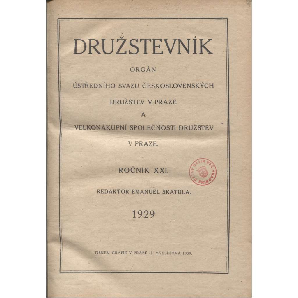 Družstevník, ročník XXI./1929 (družstvo, družstva)