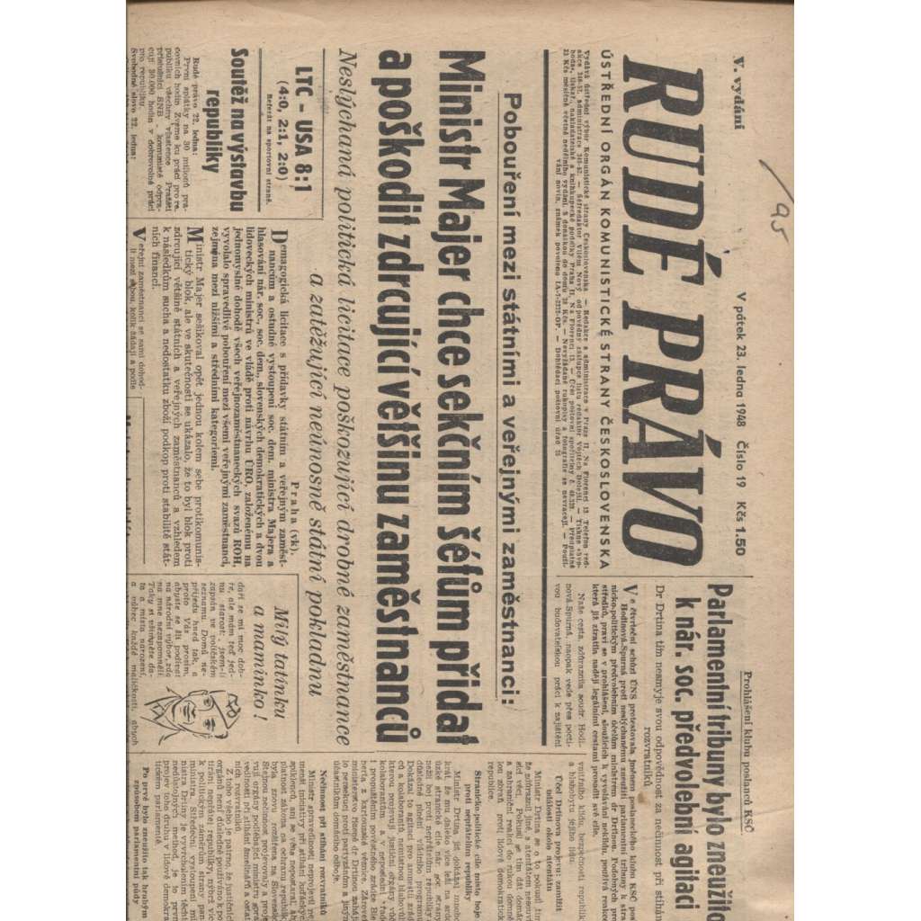 Rudé právo (23.1.1948) - staré noviny