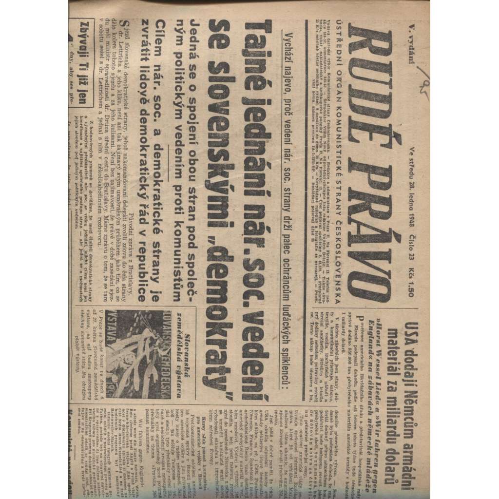 Rudé právo (28.1.1948) - staré noviny