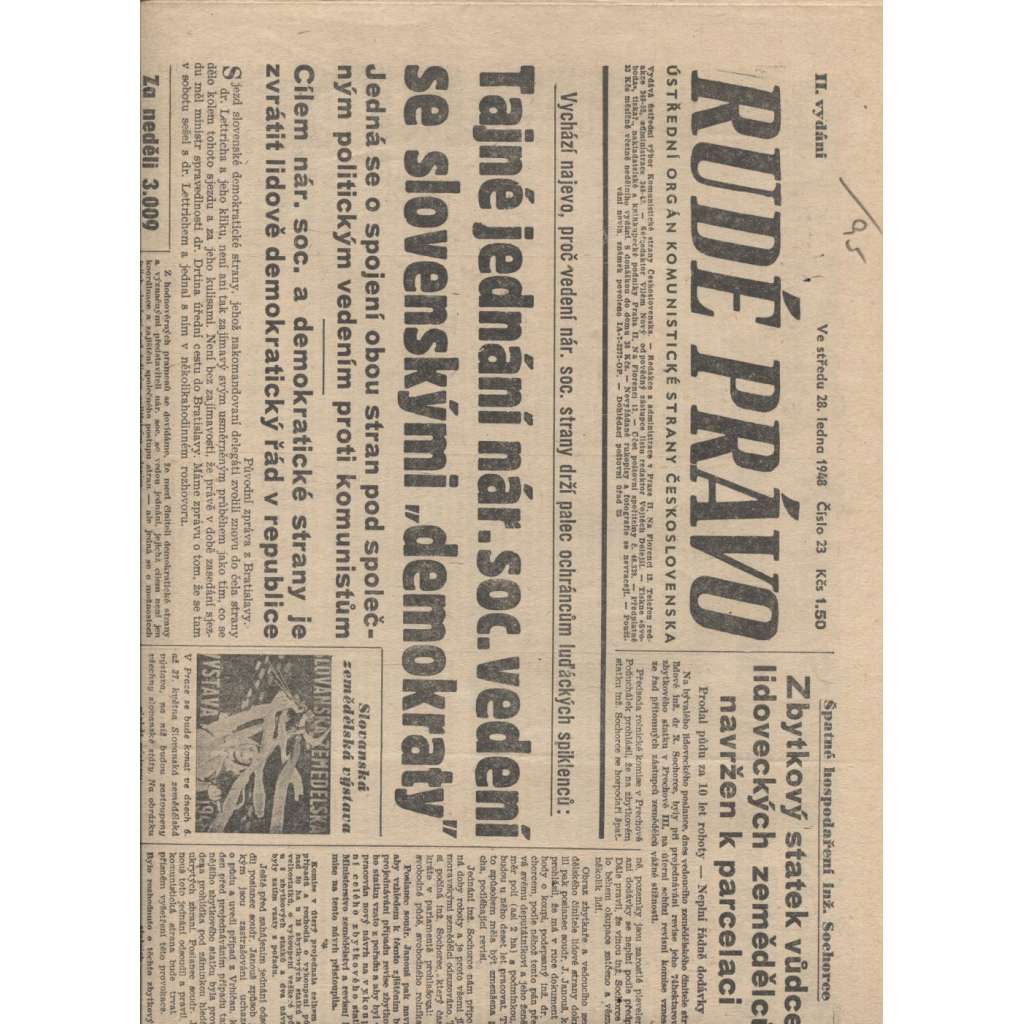 Rudé právo (28.1.1948) - staré noviny