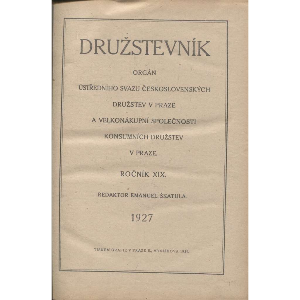 Družstevník, ročník XIX./1927 (družstvo, družstva)