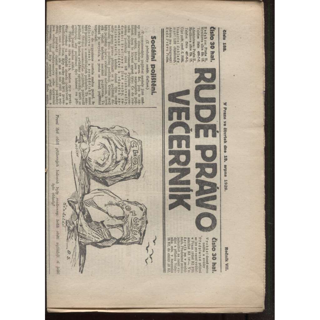 Rudé právo - večerník (19.8.1926) - 1. republika, staré noviny