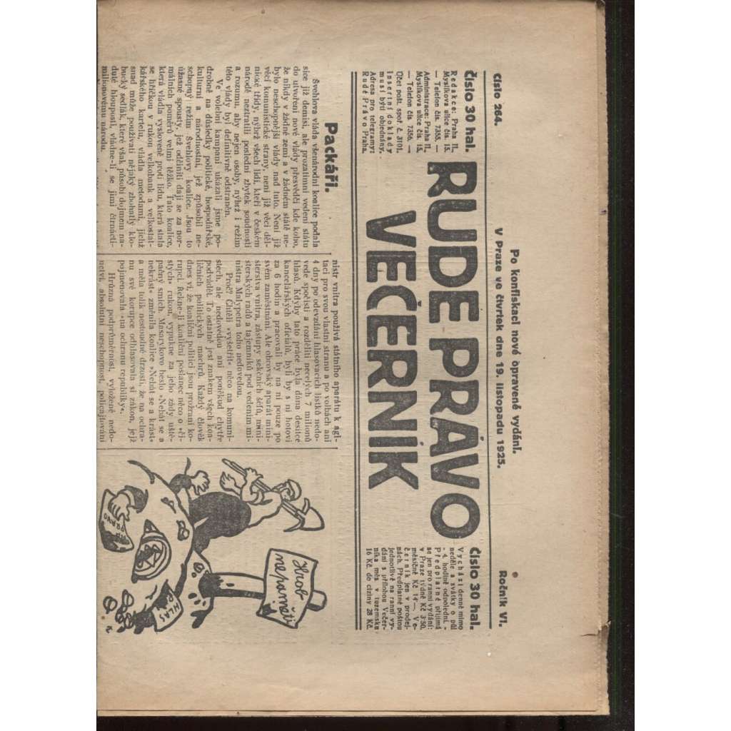 Rudé právo - večerník (19.11.1925) - 1. republika, staré noviny