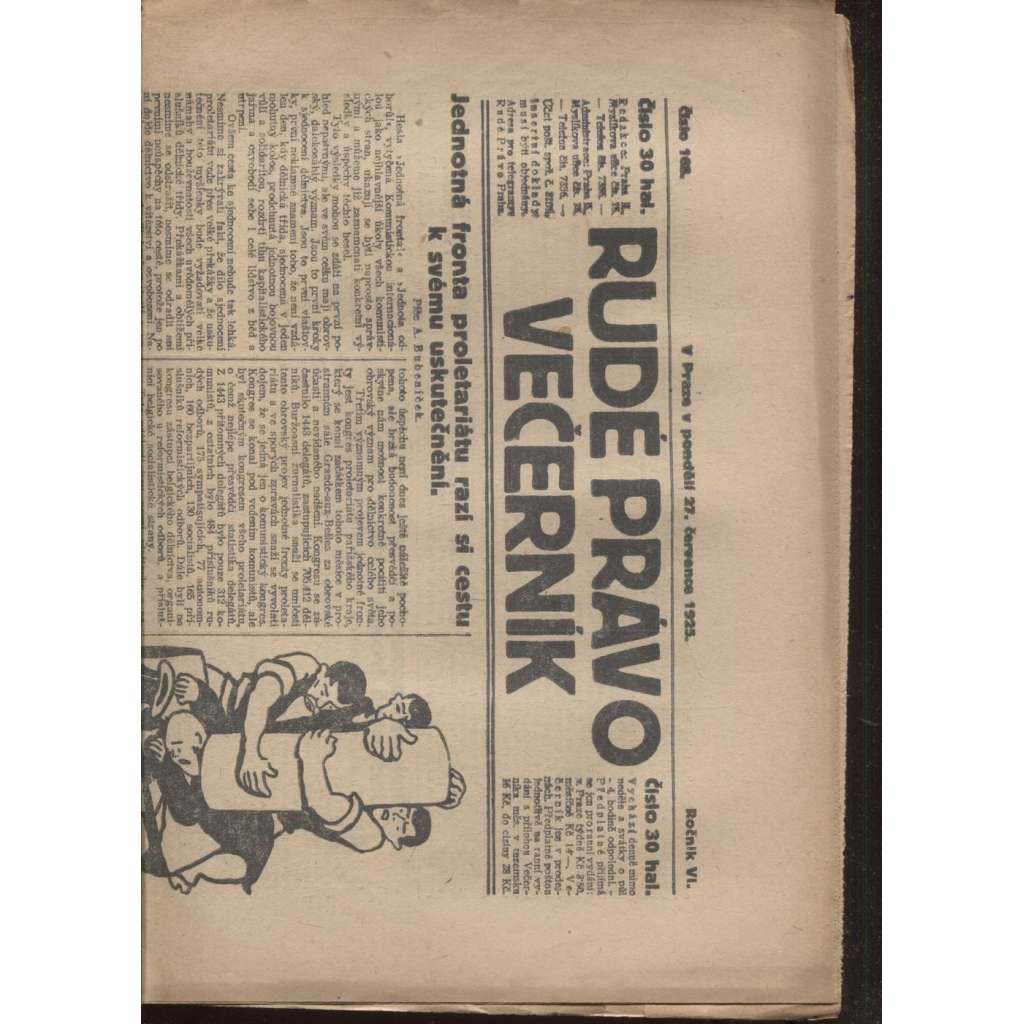 Rudé právo - večerník (27.7.1925) - 1. republika, staré noviny