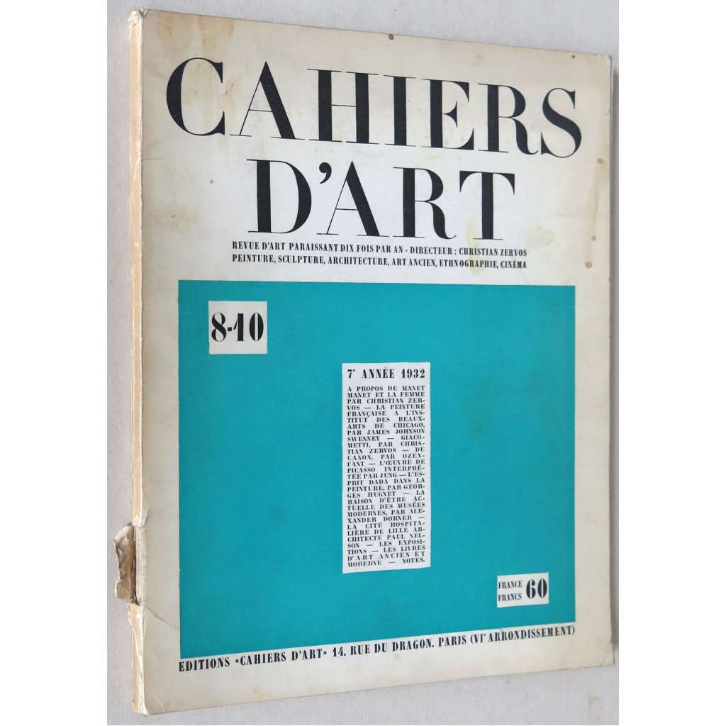 Cahiers d'Art, roč. 7, 1932, č. 8-10 [moderní umění; architektura; Francie; avantgarda; Man Ray]