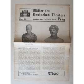 Blätter des Deutschen Theaters Prag, Nro. 29, Jahrgang XXII, Spielzeit 1933-34 [Nové německé divadlo v Praze, Státní opera Praha, noviny a časopisy, Theaterzeitung]
