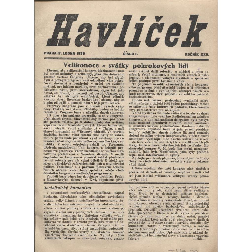 Havlíček, ročník XXV./1936 (Časopis)